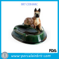 Cenicero de porcelana esmaltada con perro tumbado